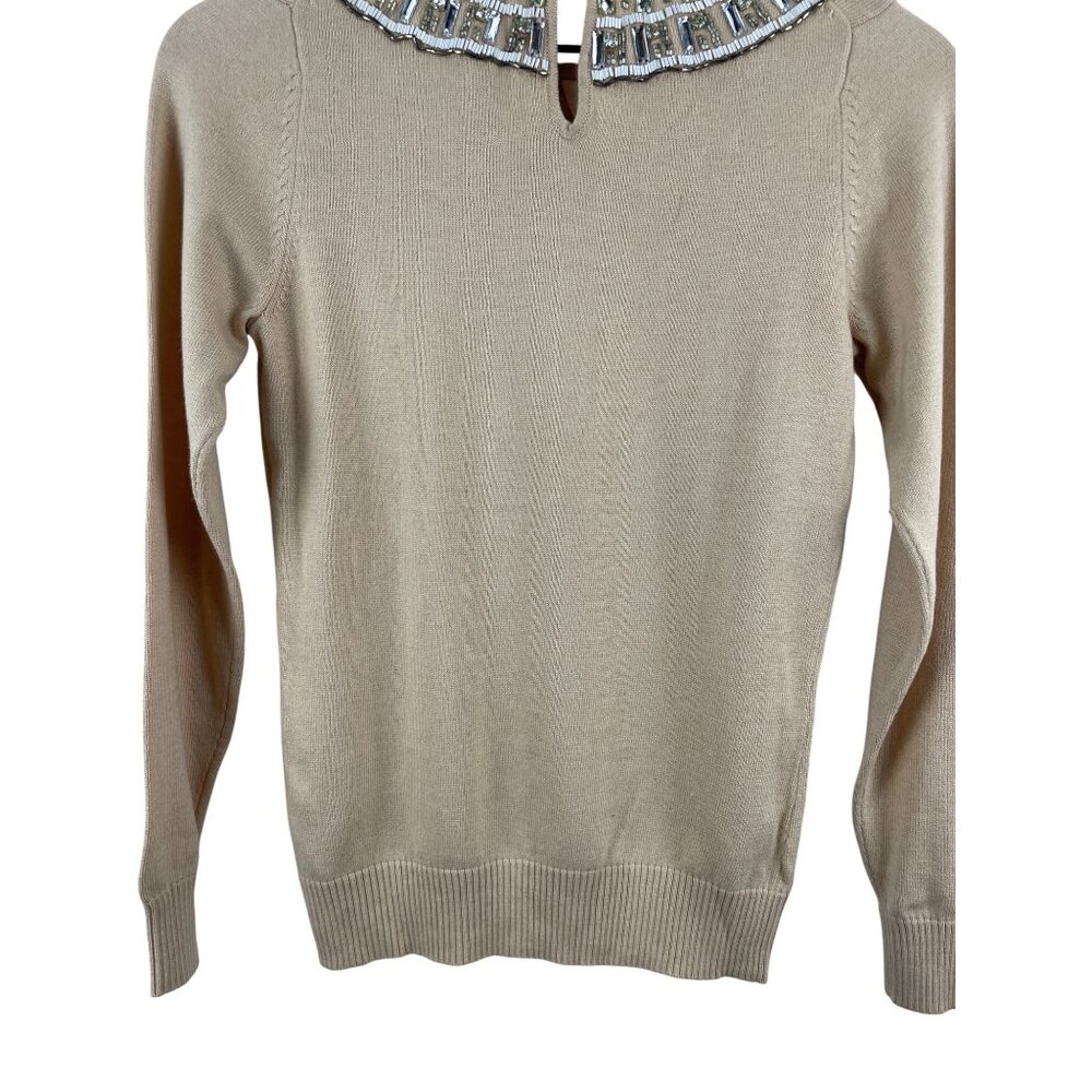 Boden Women's 4 Cashmere Blend Jeweled Neckline NWT Knit Bedazzled Glam Sweater - Picture 10 of 14
